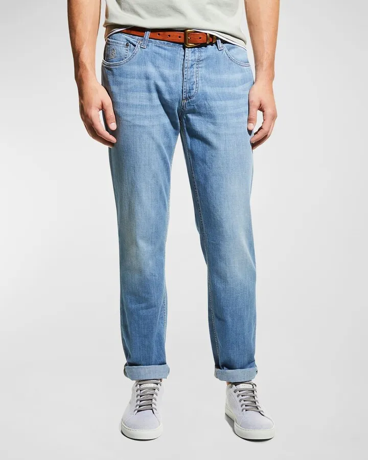 Men's Traditional-Fit Light-Wash Jeans