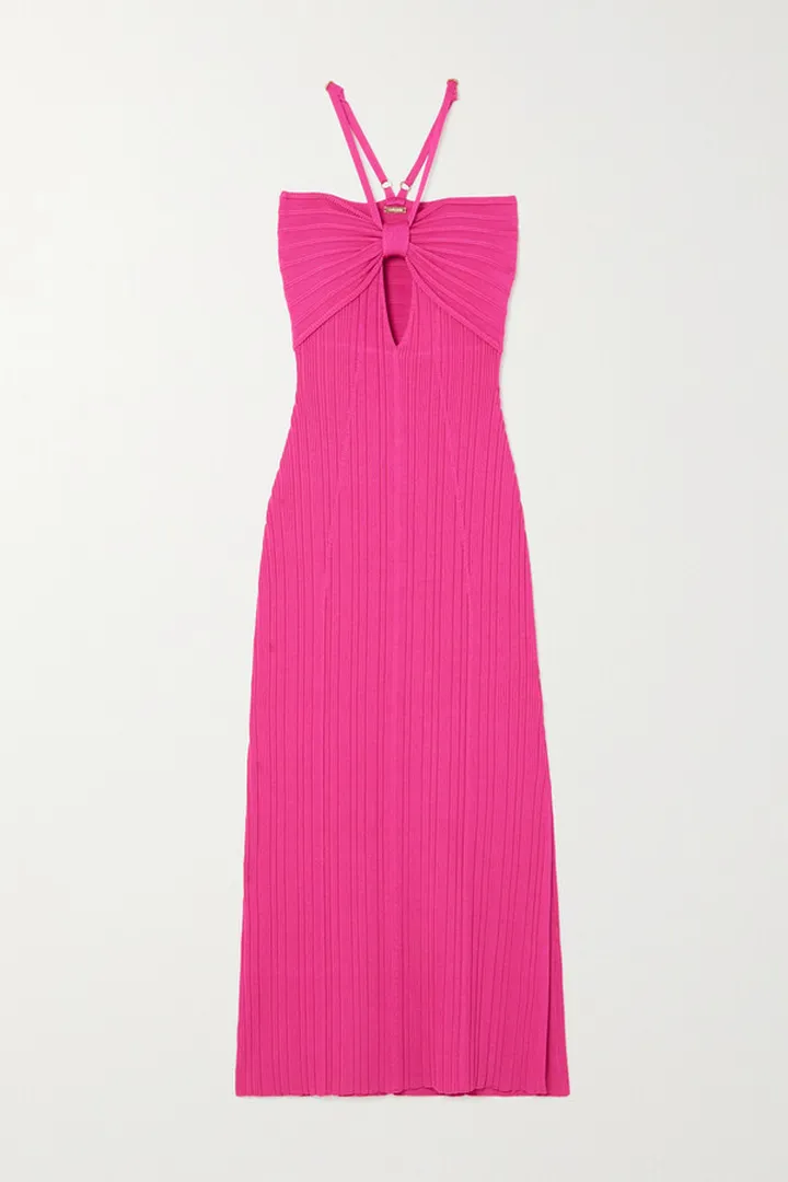 Cult Gaia - Elfreda Cutout Ribbed-knit Halterneck Midi Dress - Pink