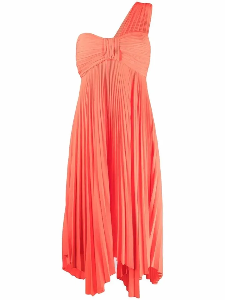 One-Shoulder Plisse Dress