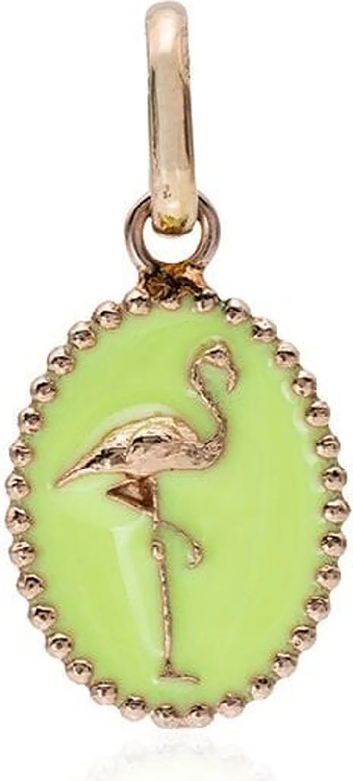 Green And Rose Gold Flamingo Charm