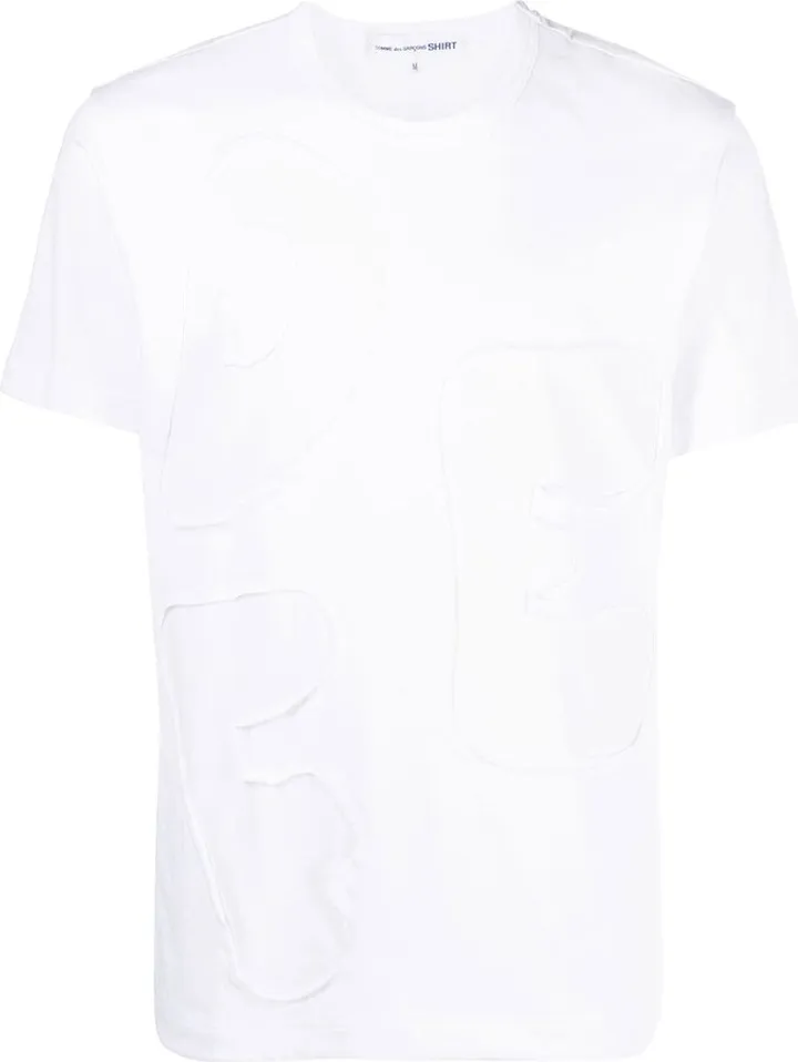 lettering-appliqué cotton T-shirt