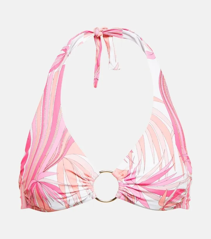 Brussels printed halterneck bikini top