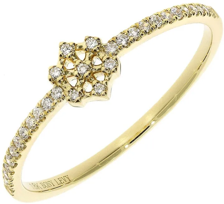 Simple Obsession 18K Yellow Gold Pave Diamond Petite Snowflake Ring - 0.12 ctw