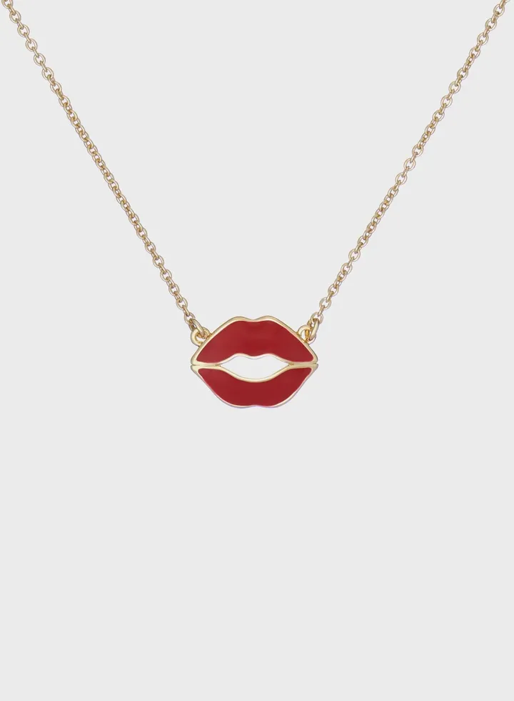 Emani Kiss Enamel Pendant Necklace
