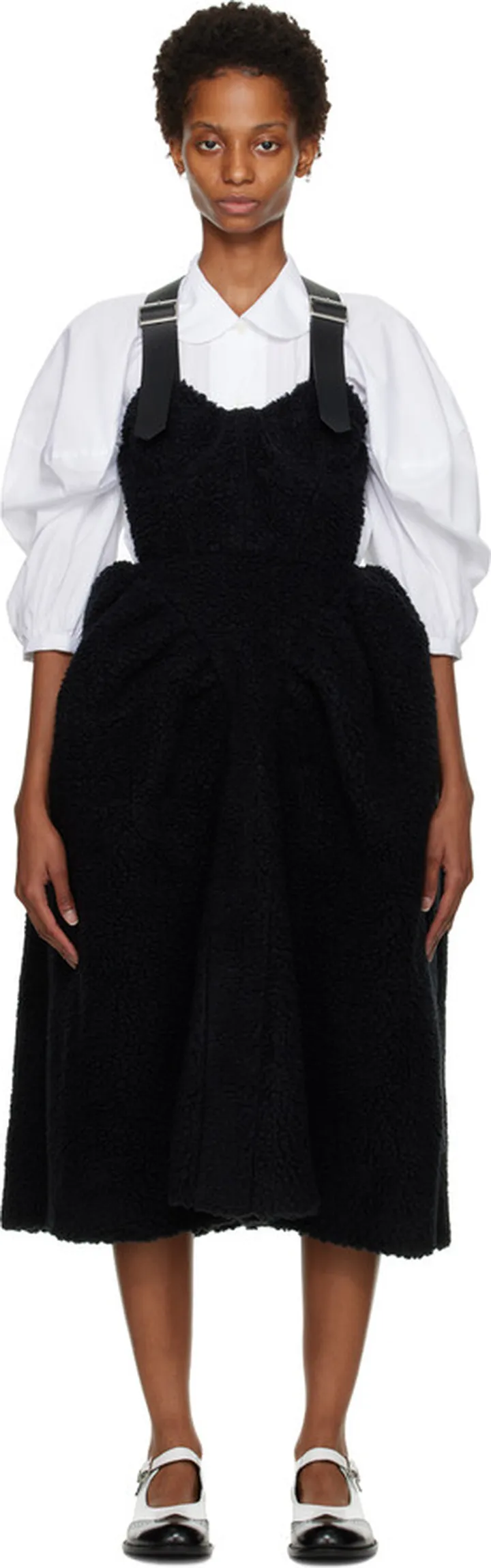 Noir Kei Ninomiya Black Pin-Buckle Midi Dress