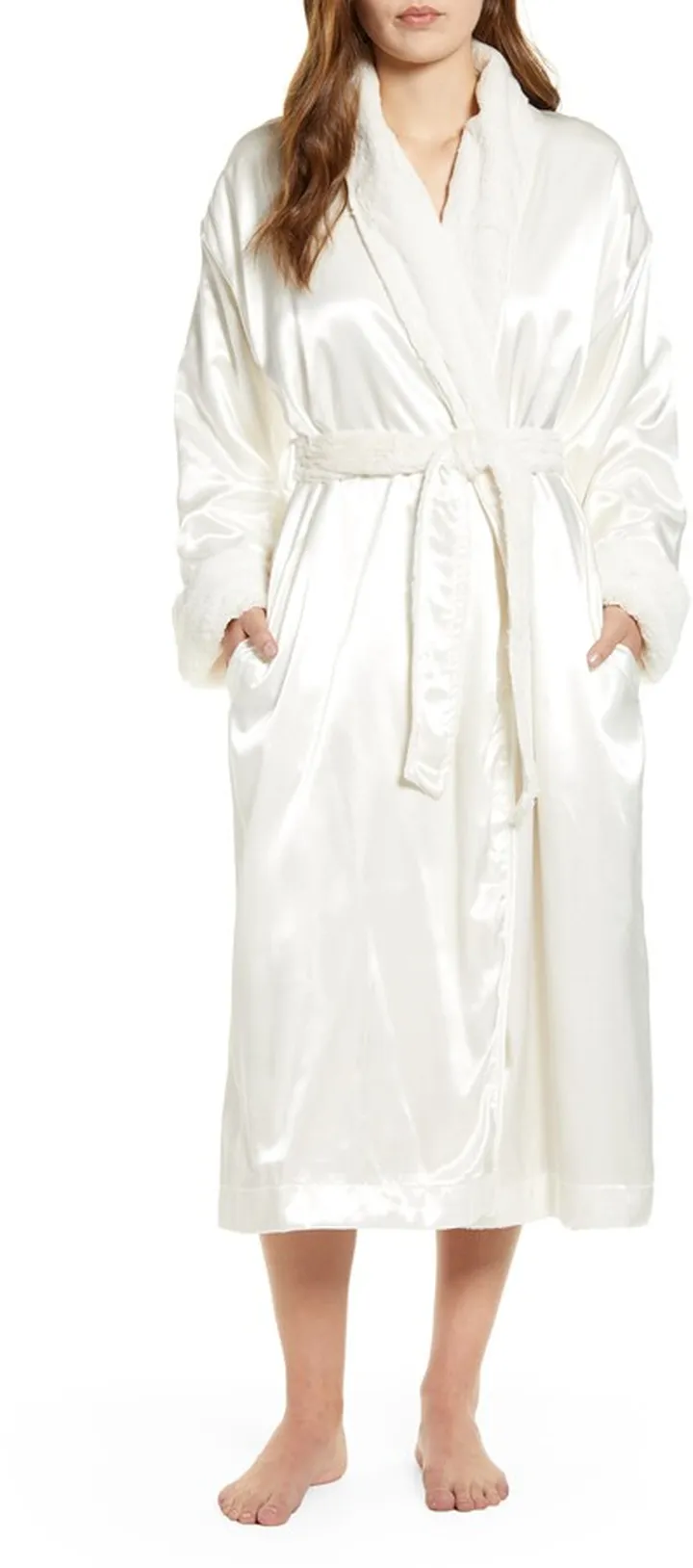 Faux Fur & Satin Robe