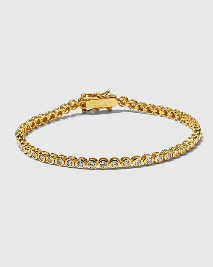 18k Yellow Gold Diamond Mini Bezel Tennis Bracelet