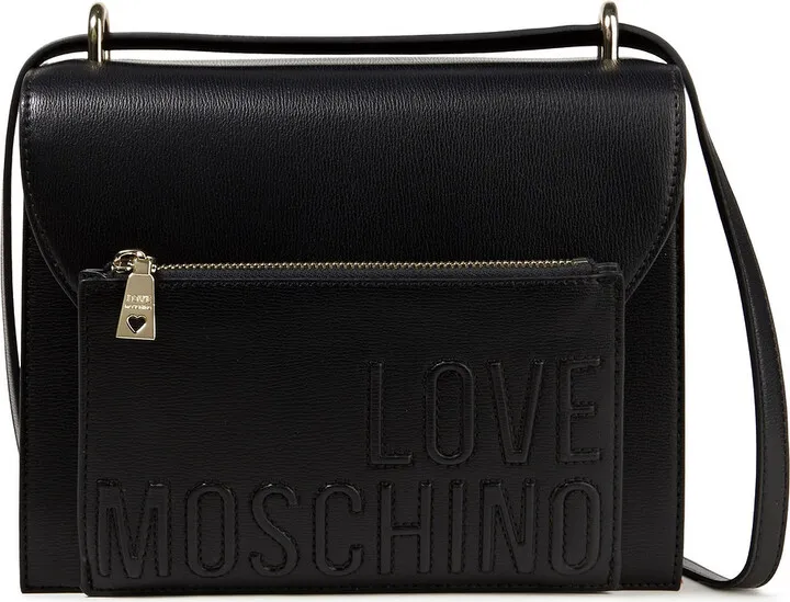Logo-embossed faux leather shoulder bag