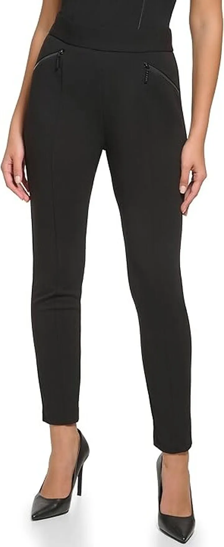 DKNY Skinny Pants with Zipper (Black) Women's Casual Pants