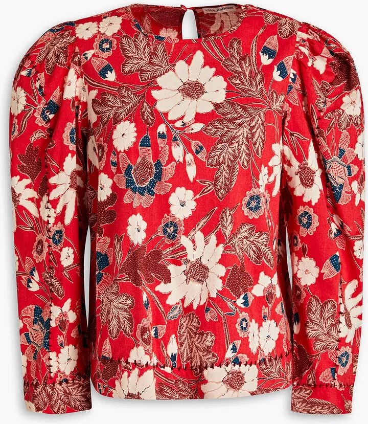 Terese floral-print cotton-blend blouse