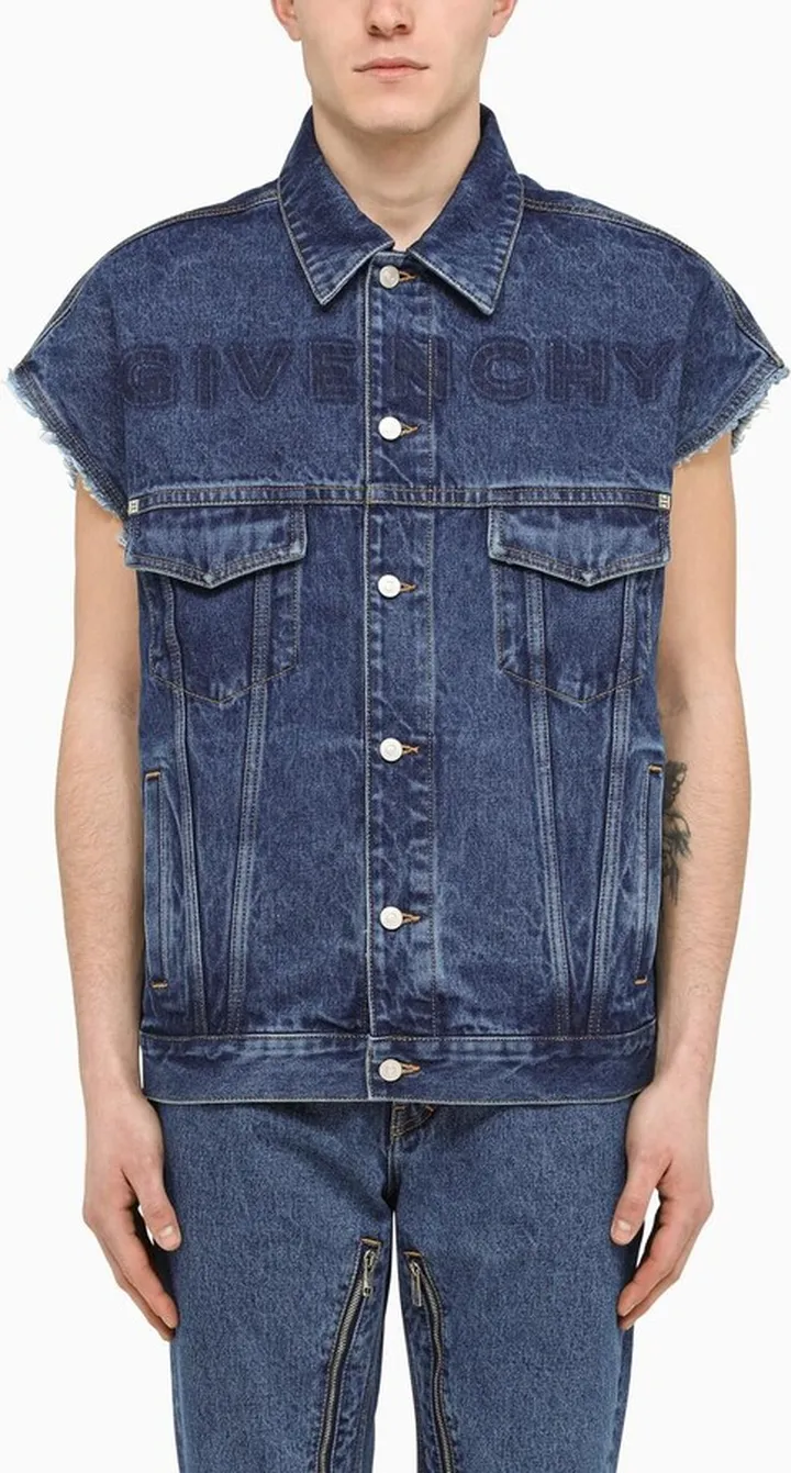 Blue Denim Sleeveless Jacket