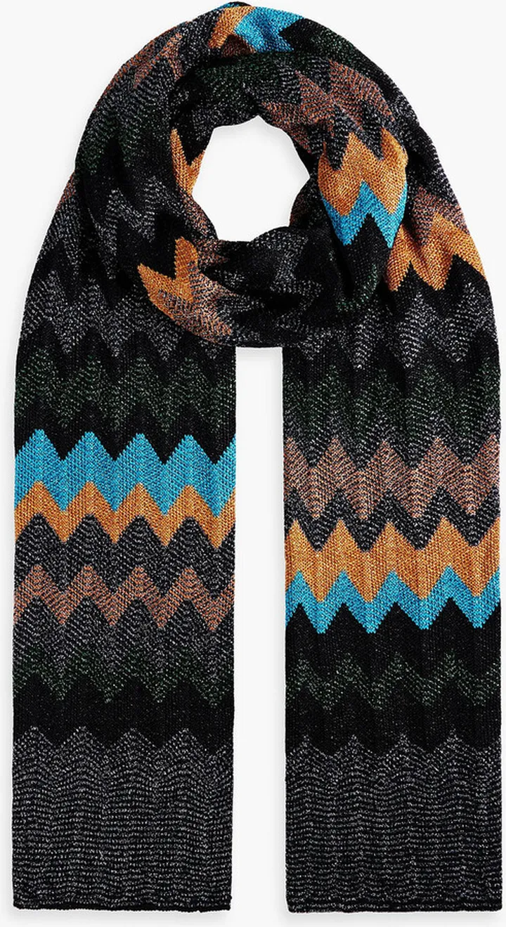 Metallic crochet-knit scarf