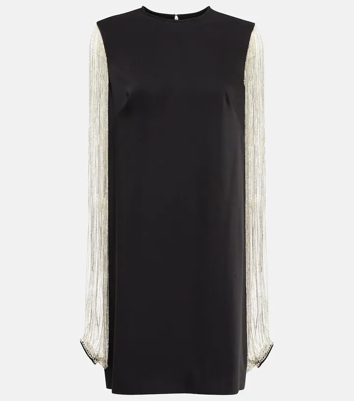 Valencia crystal-embellished crepe minidress