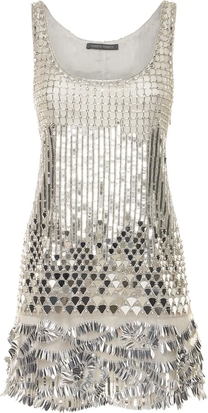Sequined tulle mini dress
