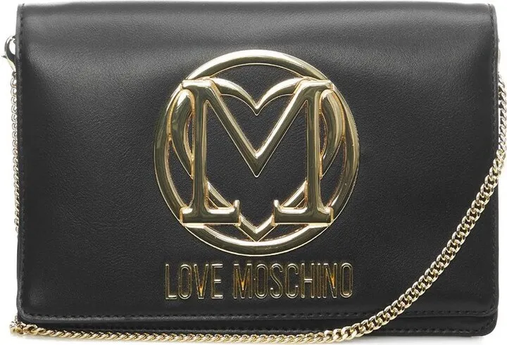 Love Moschino Logo-Plaque Foldover Top Crossbody Bag