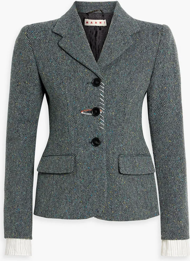 Embellished Donegal wool-tweed blazer