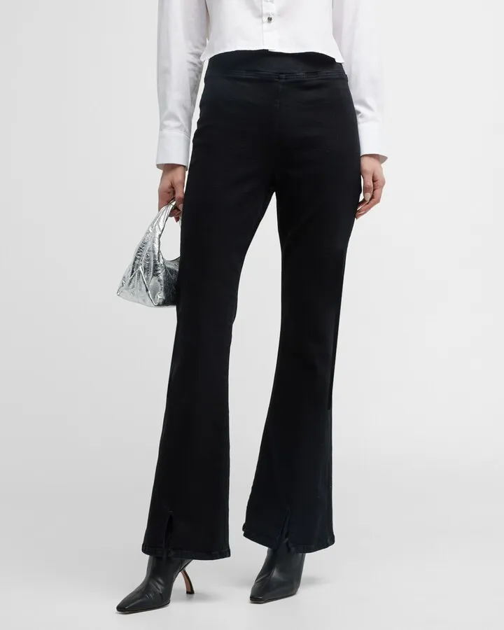 Jet Set Flared Front-Slit Jeans