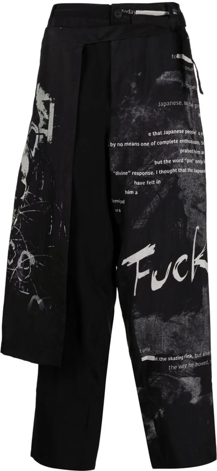 Overlapping-Panel Straight-Leg Trousers
