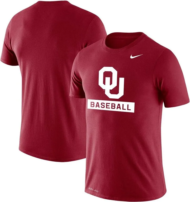 Men's Nike Heathered Crimson Oklahoma Sooners Baseball Logo Stack Legend Performance T-shirt