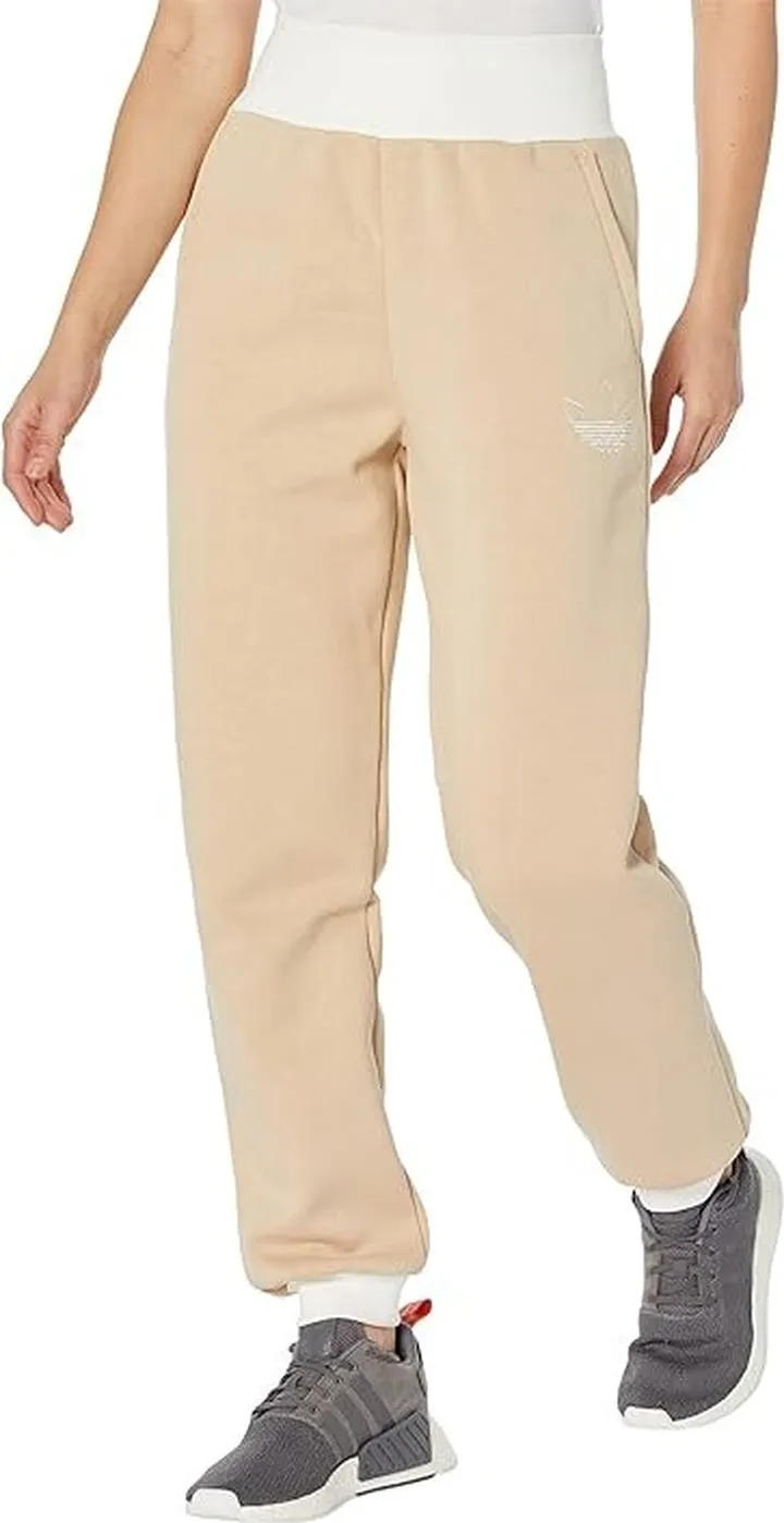 adidas Originals Cuffed Joggers with Trefoil Graphic Embroidery (Magic Beige) Women's Casual Pants