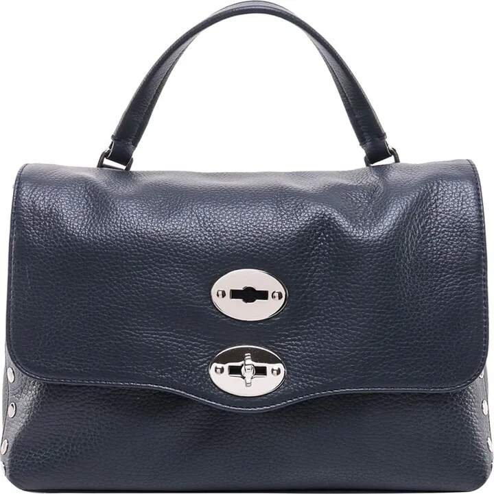 Leather handbag with metal studs