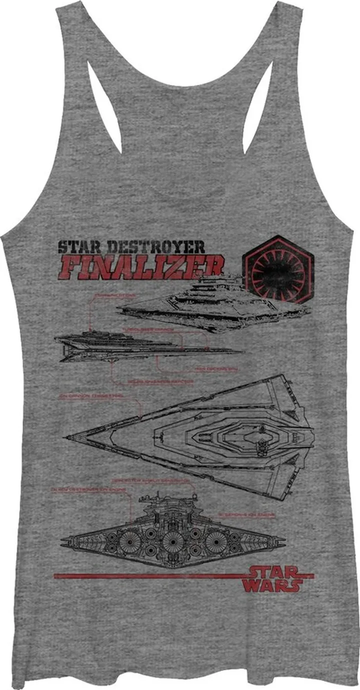 Women's Star Wars The Force Awakens Star Destroyer Finalizer Racerback Tank Top - Gray Heather - Small