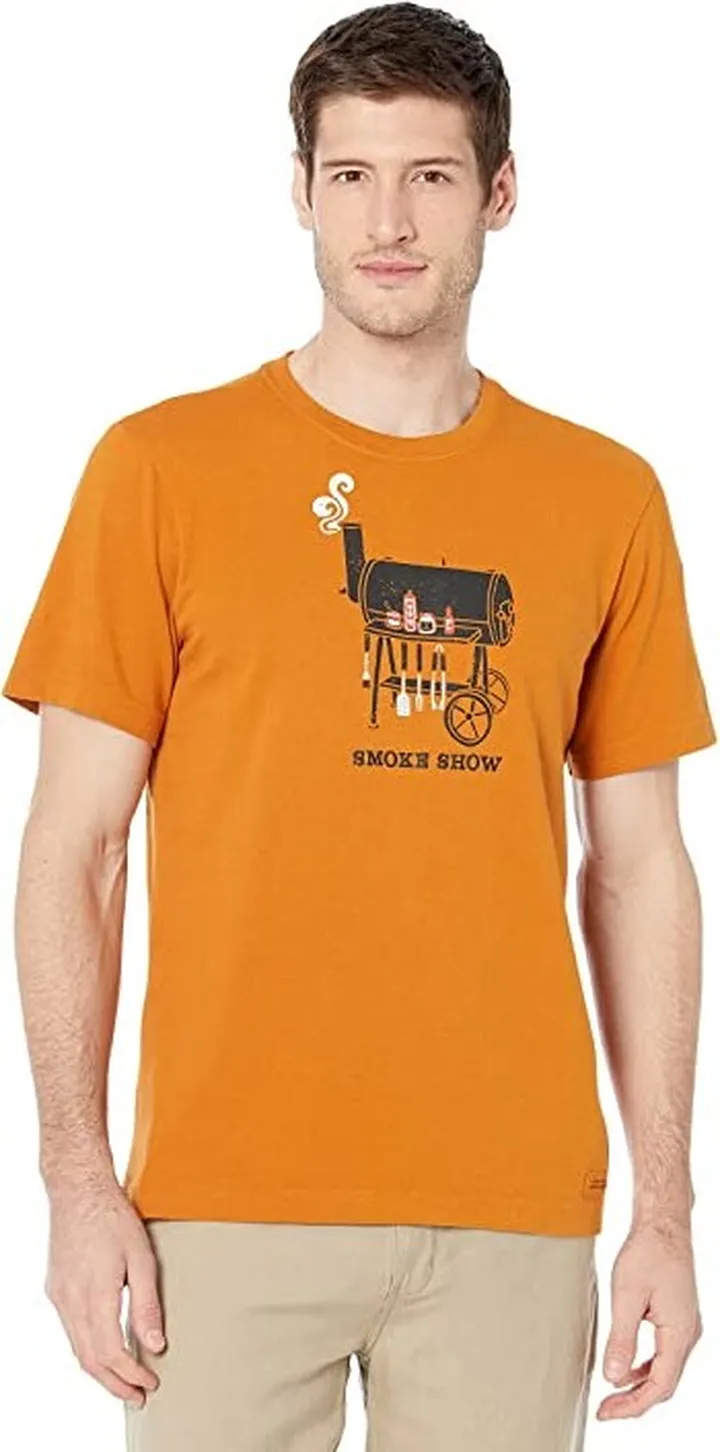 Life is Good Smoke Show Crusher Tee (Coffee Brown) Men's Clothing