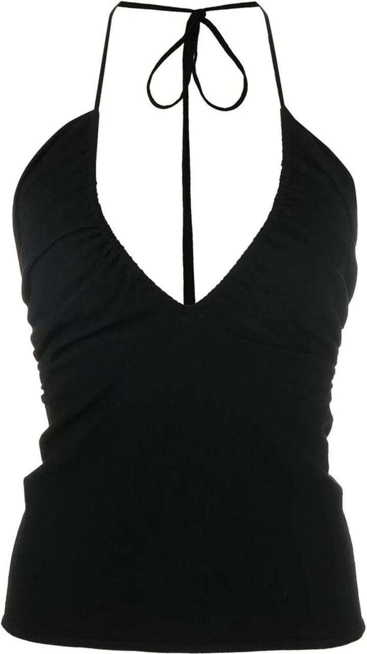 plunging V-neck halterneck vest