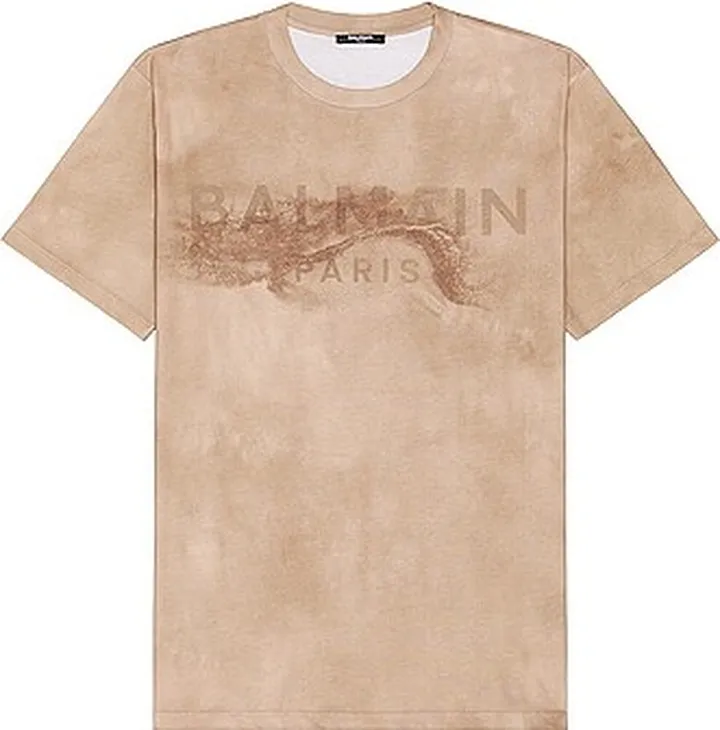 BALMAIN Desert Printed Bulky Fit T-shirt in Beige