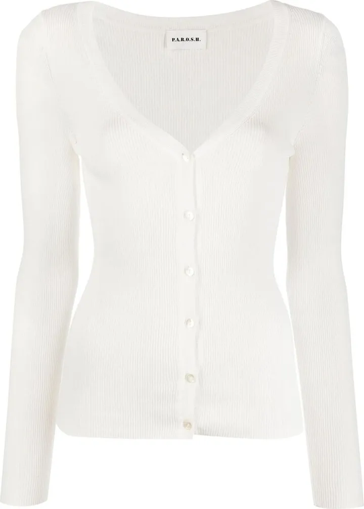 V-neck knitted cardigan