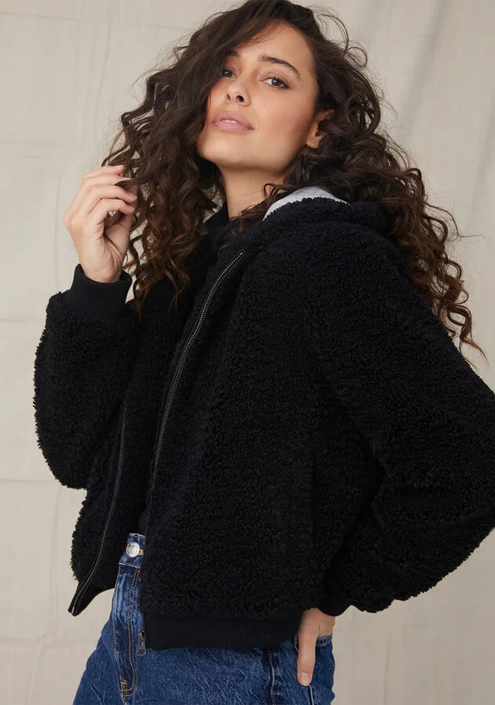 Hoodie Bomber Jacket - Black