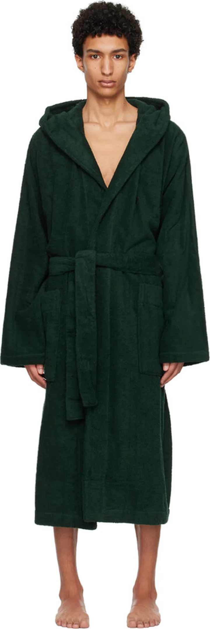 Tekla Green Hooded Bathrobe