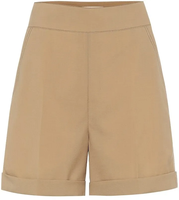 High-rise virgin wool shorts