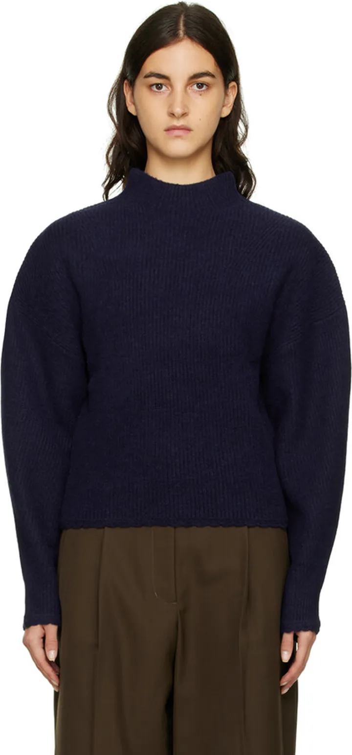 3.1 Phillip Lim Navy Scalloped Turtleneck