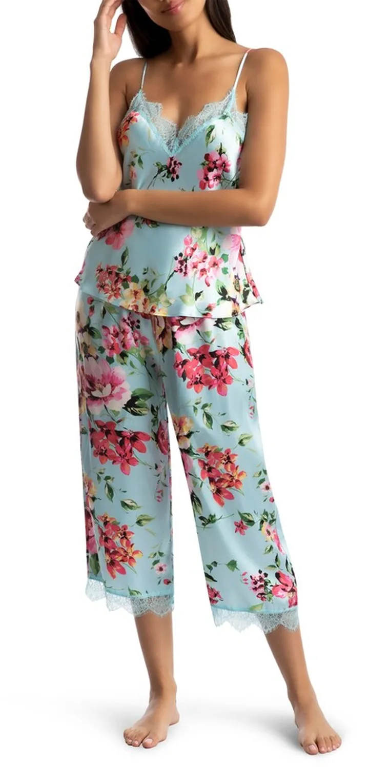 Larissa Floral Satin Camisole Crop Pajamas