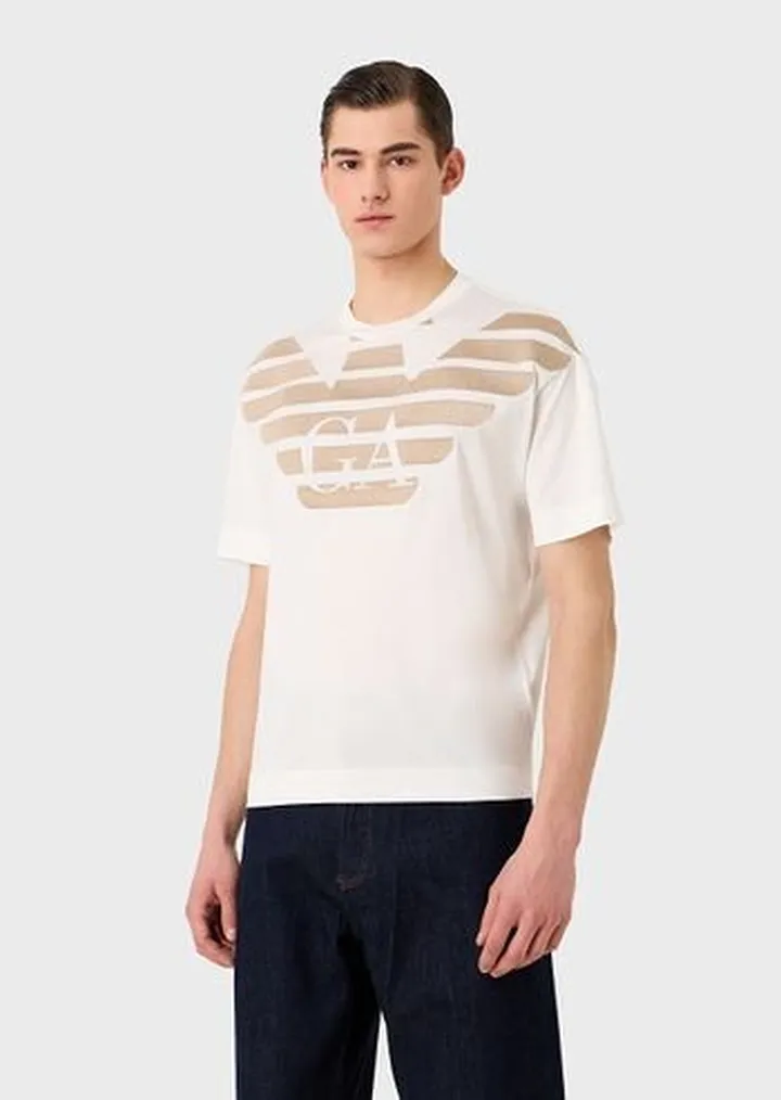Tencel-blend jersey T-shirt with oversized embroidered logo