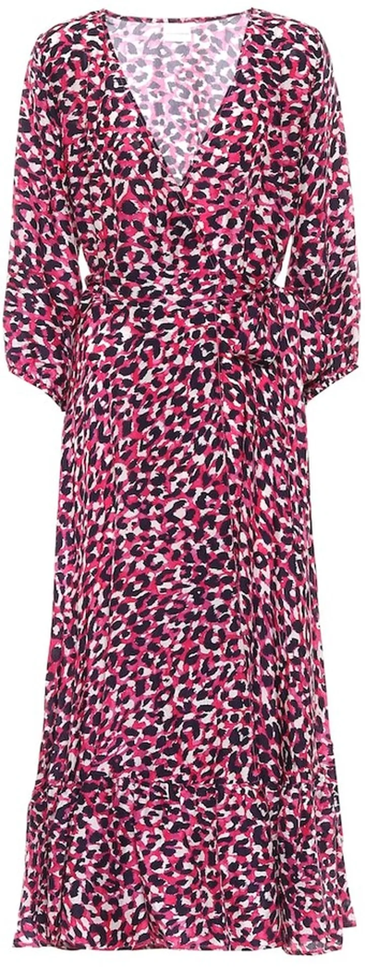 Leopard-print silk midi dress