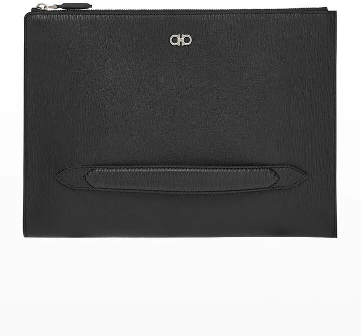Men's Leather Gancini Portfolio Zip Pouch