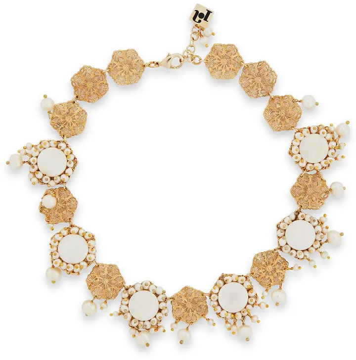 Gold-tone pearl necklace