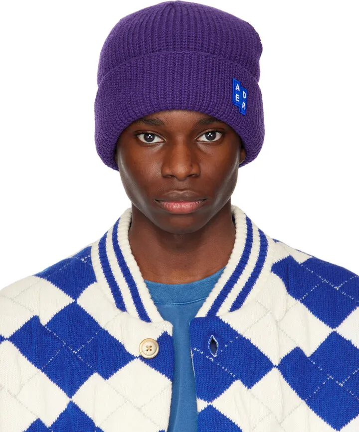 ADER error Purple Ribbed Beanie