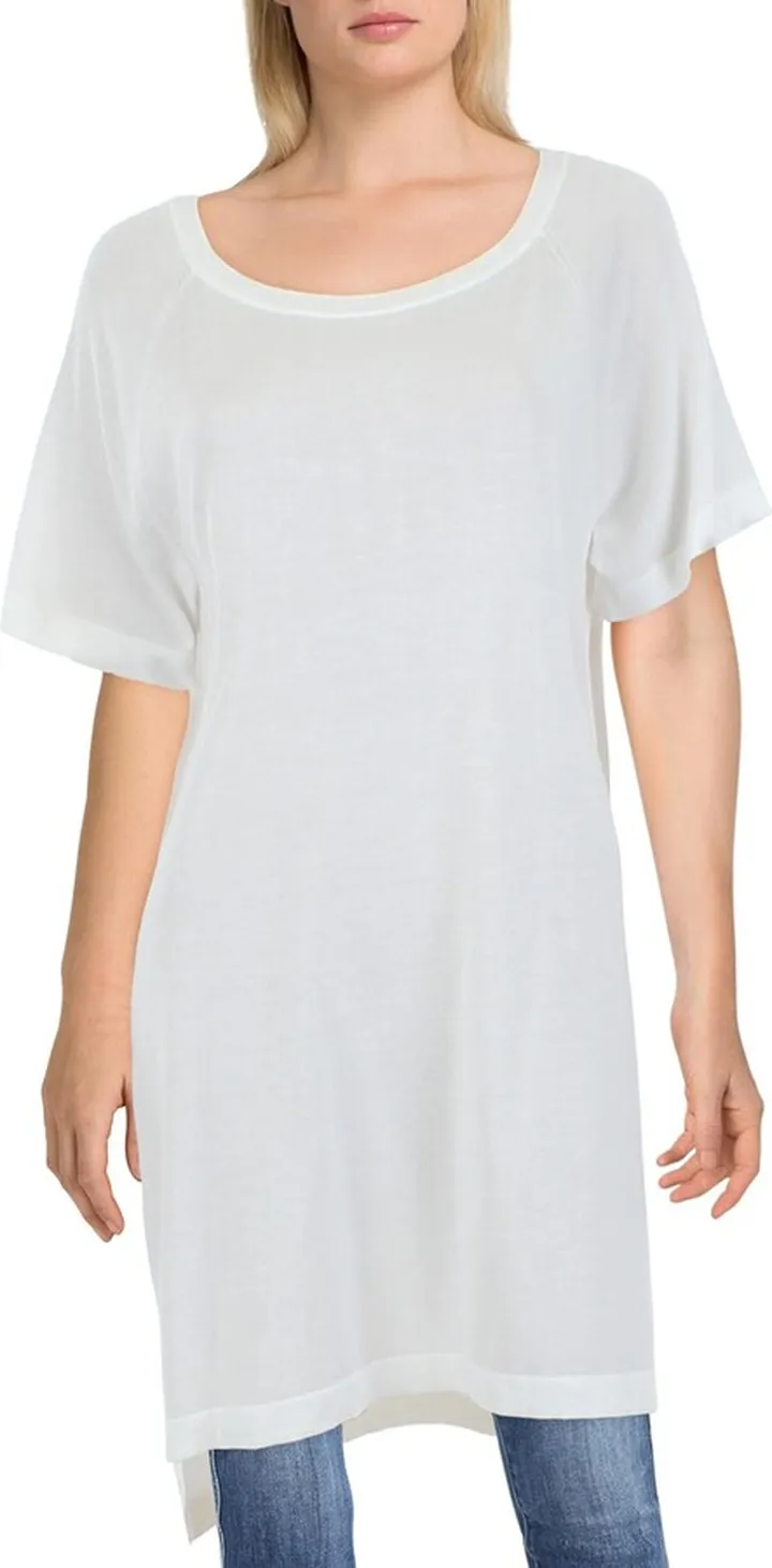 Womens Boatneck Side Slit Tunic Top