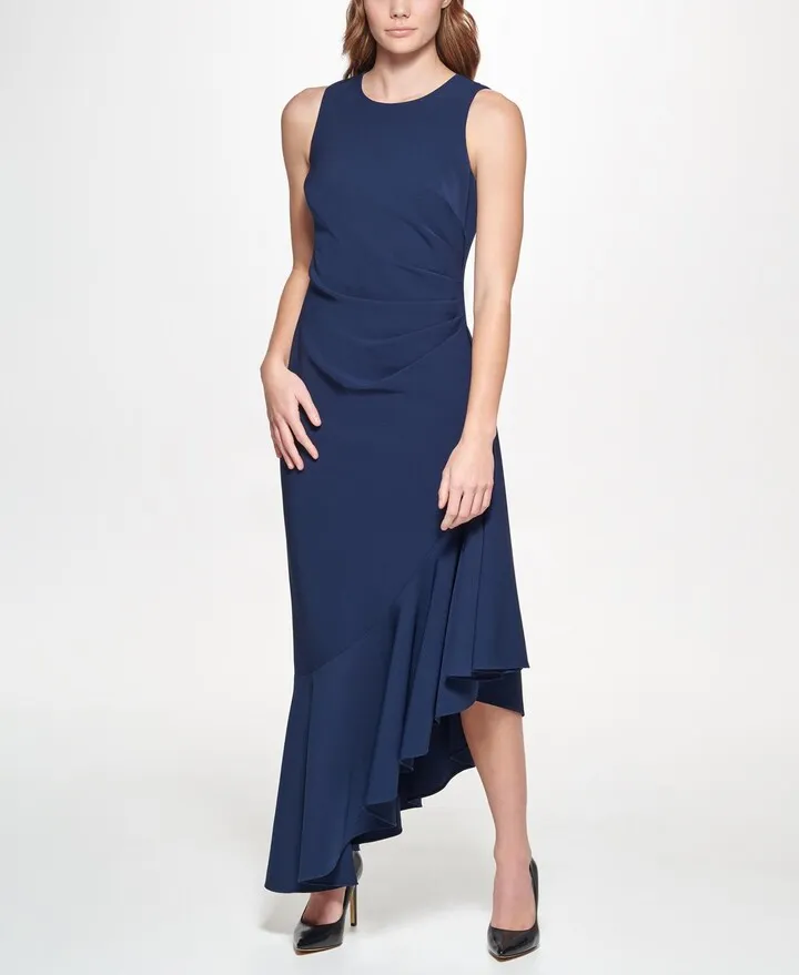 Midi Ruffle Sleeveless Cocktail Dress