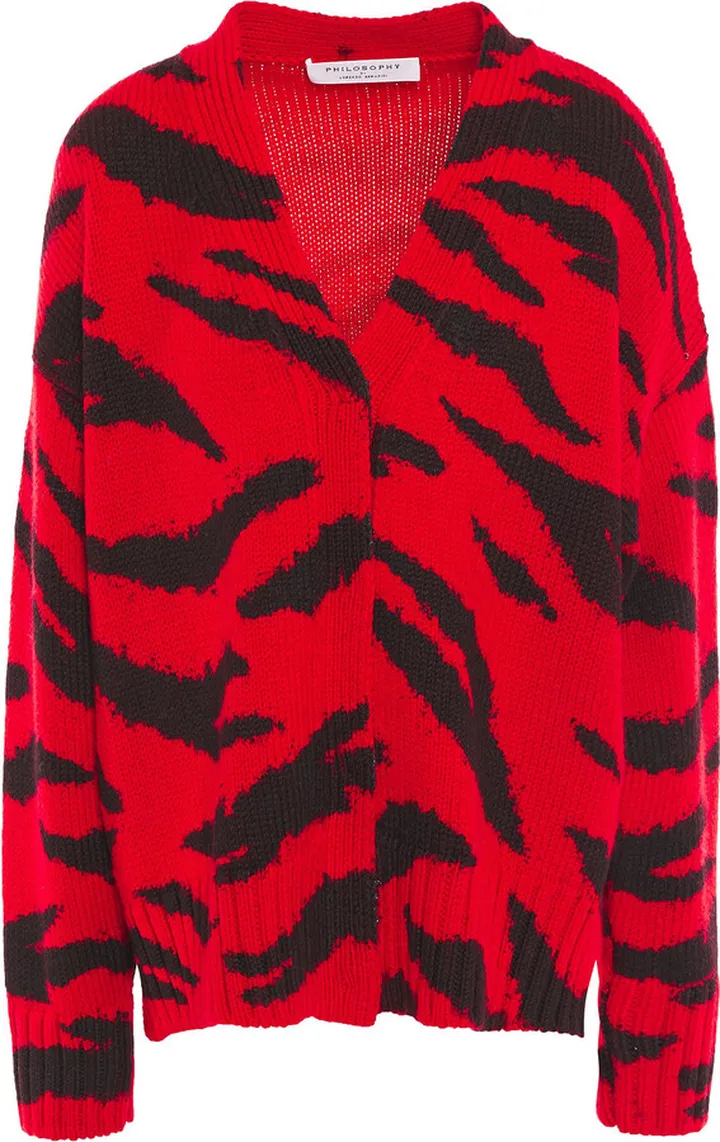 Zebra-print wool cardigan