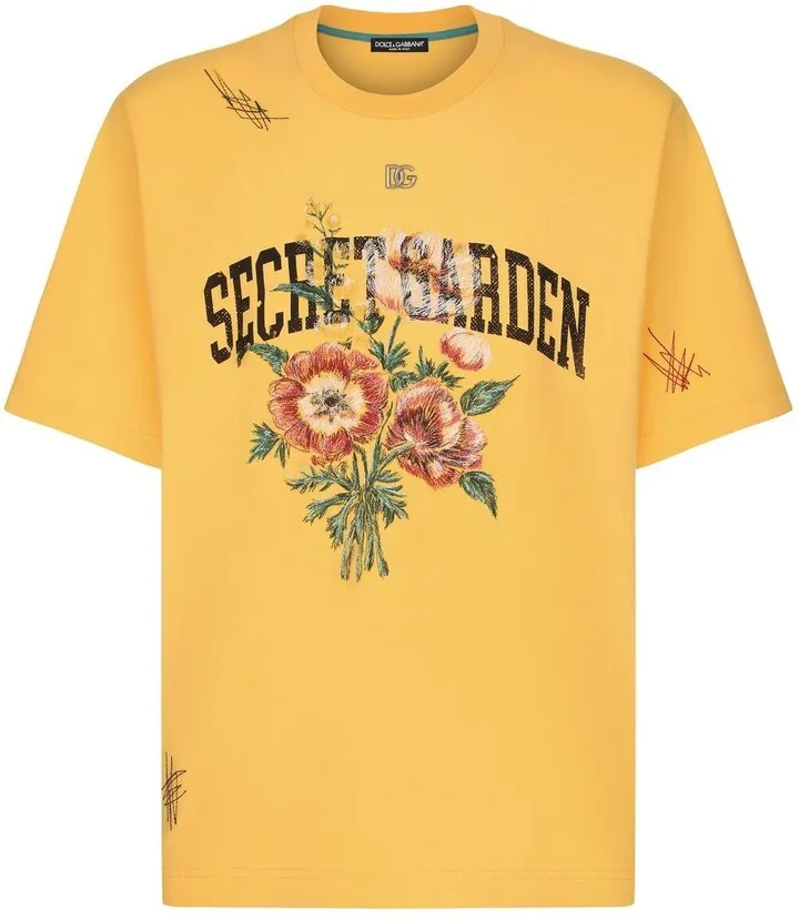 floral-print cotton T-shirt
