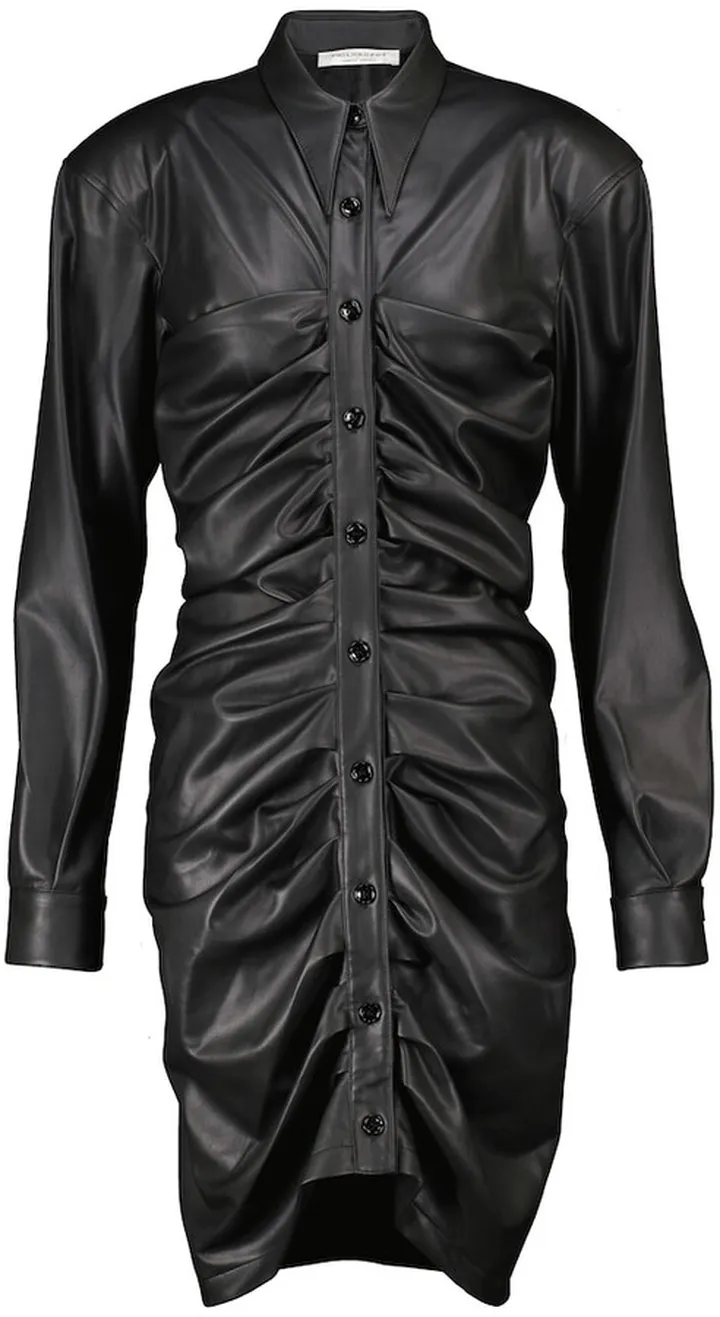 Ruched faux leather minidress