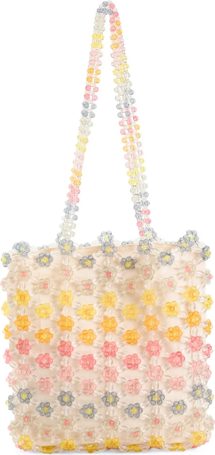 Daisy Rainbow Beaded Tote