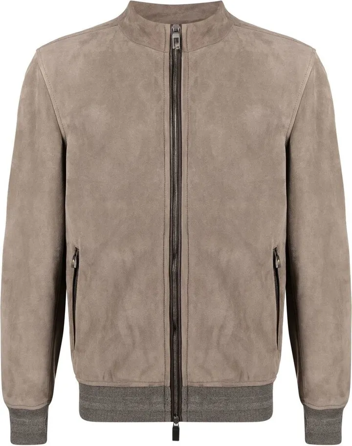 Zip-Up Long-Sleeve Bomber Jacket