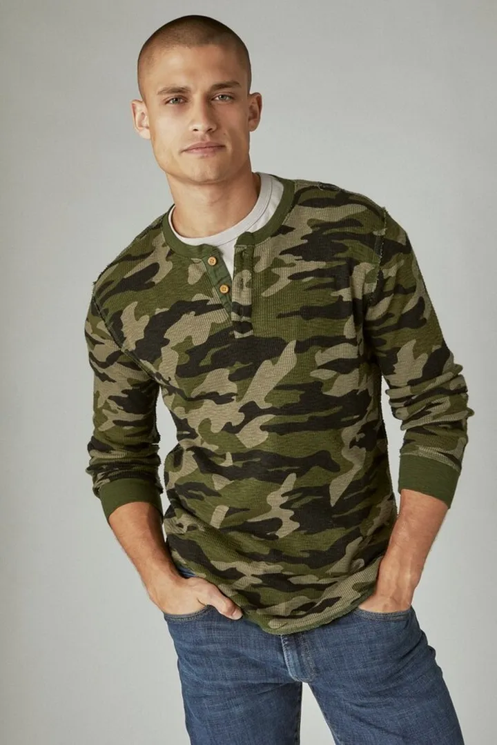 Garment Dye Thermal Camo Henley
