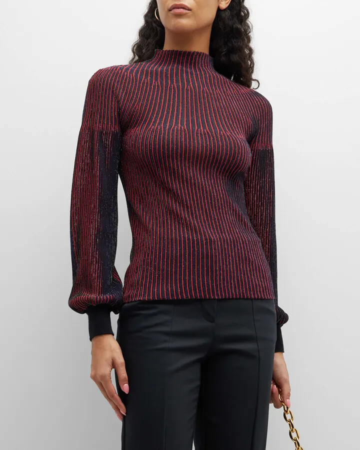 Ribbed Shimmer Turtleneck