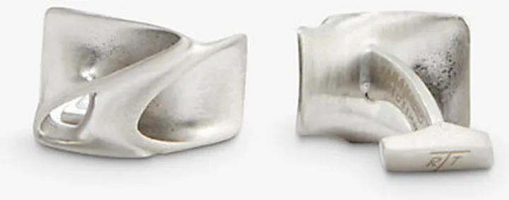 Mens Silver Colour Tyne Palladium-plated Stainless Steel Cufflinks